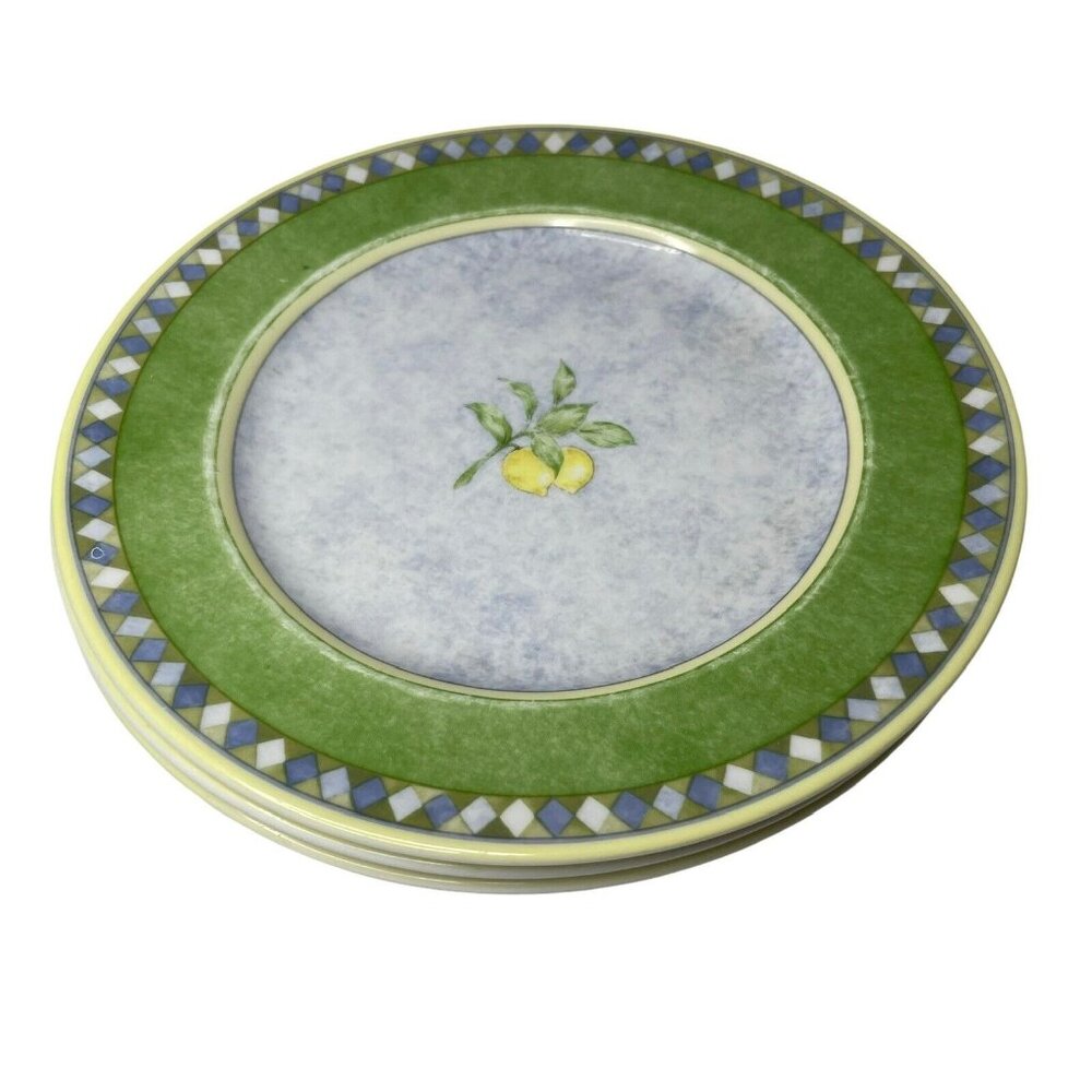 Royal Doulton Fine China Garmina Lemon Pattern 9” Plates Set Of 3 - 1999